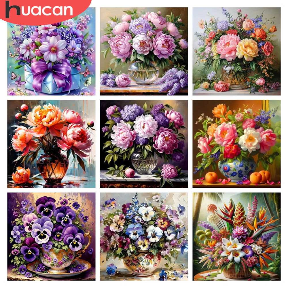 Resin Art Rose - ชุดภาพปักครอสติชเพชร 5 มิติ ลายดอกกุหลาบ HUACAN งานศิลปะปักครอสติช