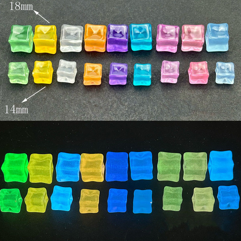 Resin Art Cube - ก้อนหินน้ำแข็งจำลองทรงสี่เหลี่ยมขนาด14ซม. เรืองแสงในที่มืดกรวดตกแต่งสวนสำหรับสวนและลานตกแต่งคริสต์มาส20ชิ้น