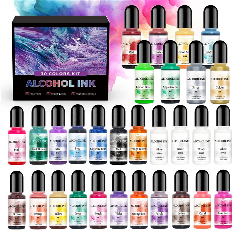 Resin Pigment Alcohol Ink - 1 ชุด Art หมึกแอลกอฮอล์อีพ็อกซี่เรซิ่น Pigment Kit