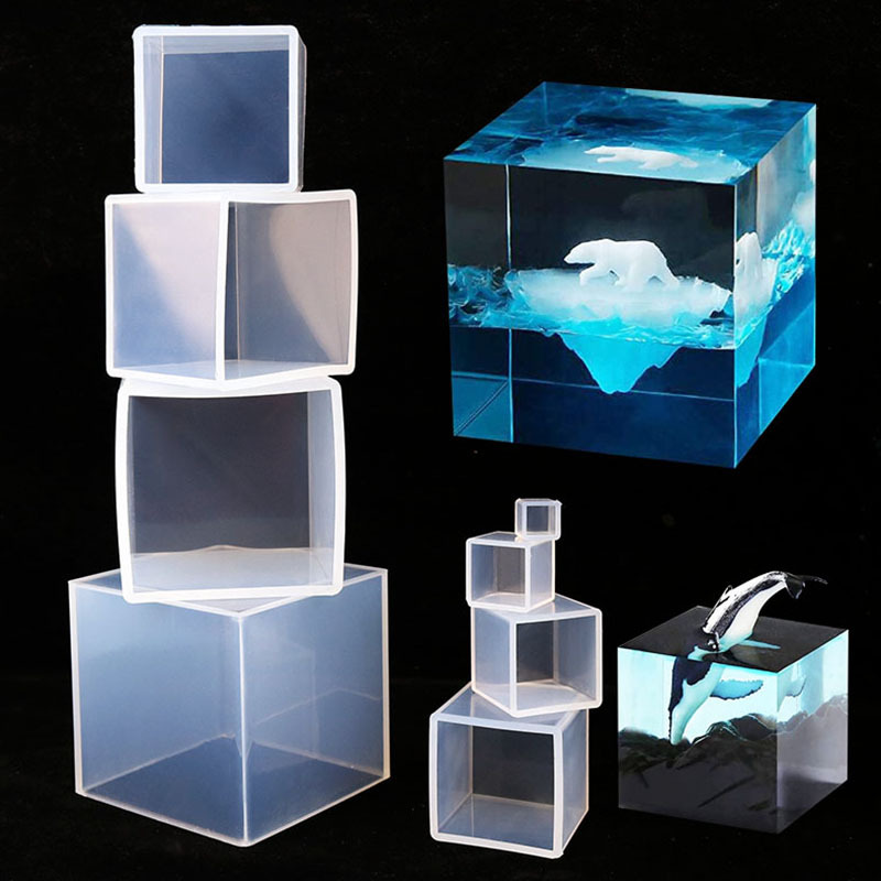 Resin Art Cube - แม่พิมพ์เรซิ่นทรงลูกบาศก์, แม่พิมพ์ซิลิโคนใสสำหรับงาน DIY ทำเรซิ่น เทียน สบู่