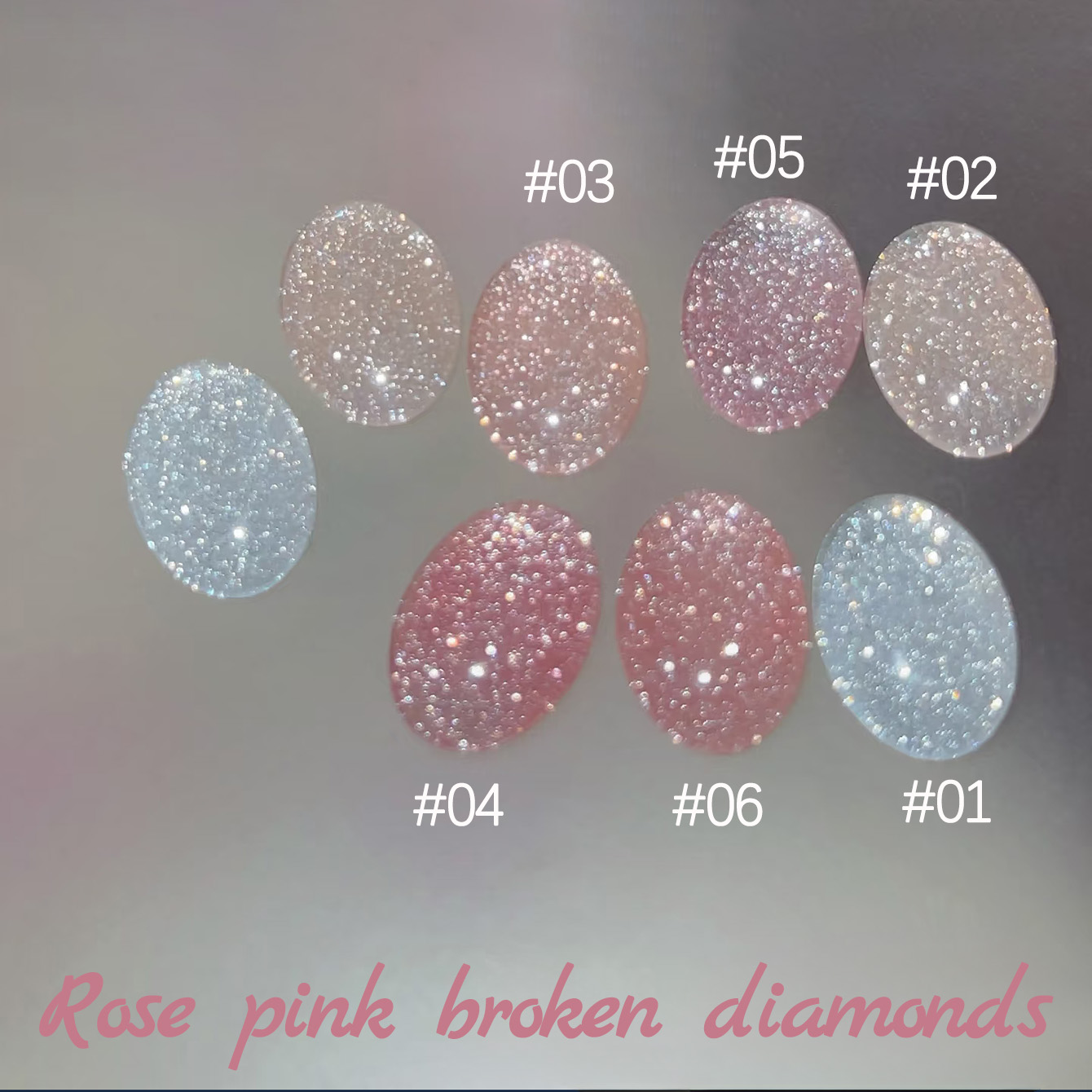 Resin Art Rose - ยาทาเล็บเจล TC 2025 สีชมพูโรสบดเพชร 1-6 ชิ้น
