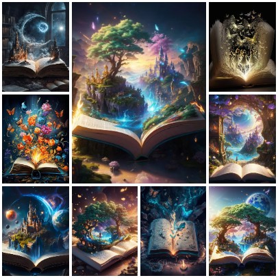 Resin Art Guide Book - ภาพเพชร 5D DIY แบบเปิดได้ ลายทิวทัศน์แฟนตาซี ปราสาทวิเศษและต้นไม้โบราณ