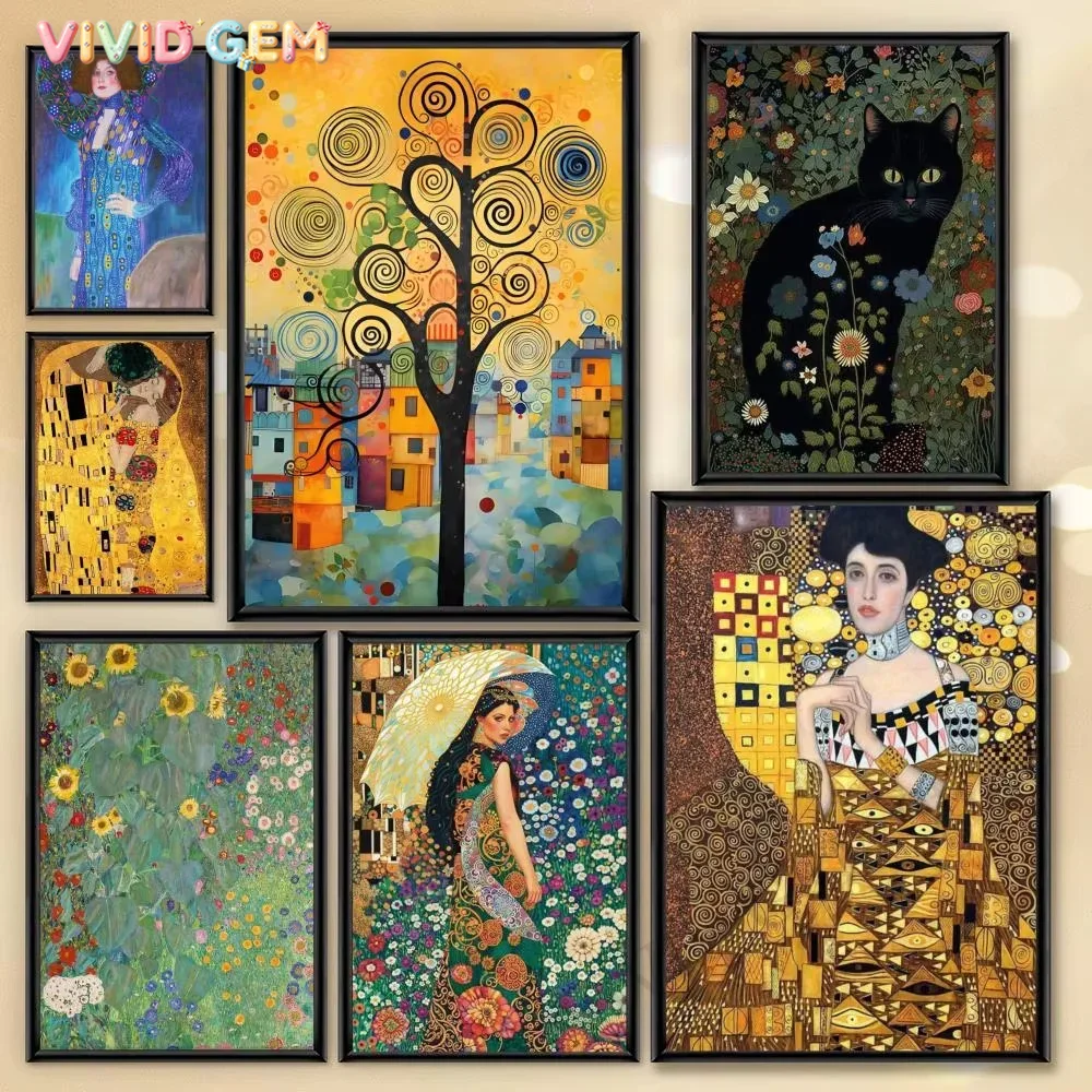 Resin Art Of Flowers - ภาพเพชร VIVID GEM ผลงานของกุสตาฟ คลิมท์ ภาพสวนดอกไม้
