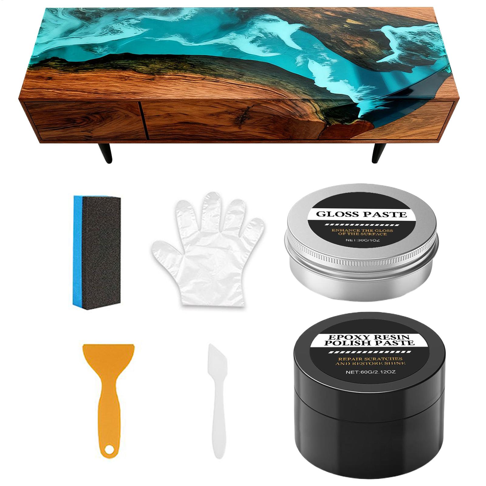 Resin Art Kit - ชุดขัดเรซินอีพ็อกซี่ - สารขัดลบรอยขีดข่วนเนื้อครีมเพื่อคืนความเงางาม - ขัดง่ายสำหรับงานศิลปะเรซิน ตกแต่งโต๊ะ