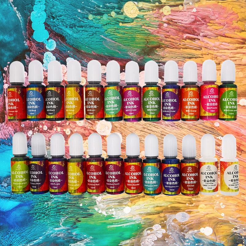 Resin Pigment Alcohol Ink - 24สี10Ml หมึกแอลกอฮอล์เรซิ่น Pigment Liquid Colorant หมึกการแพร่กระจาย
