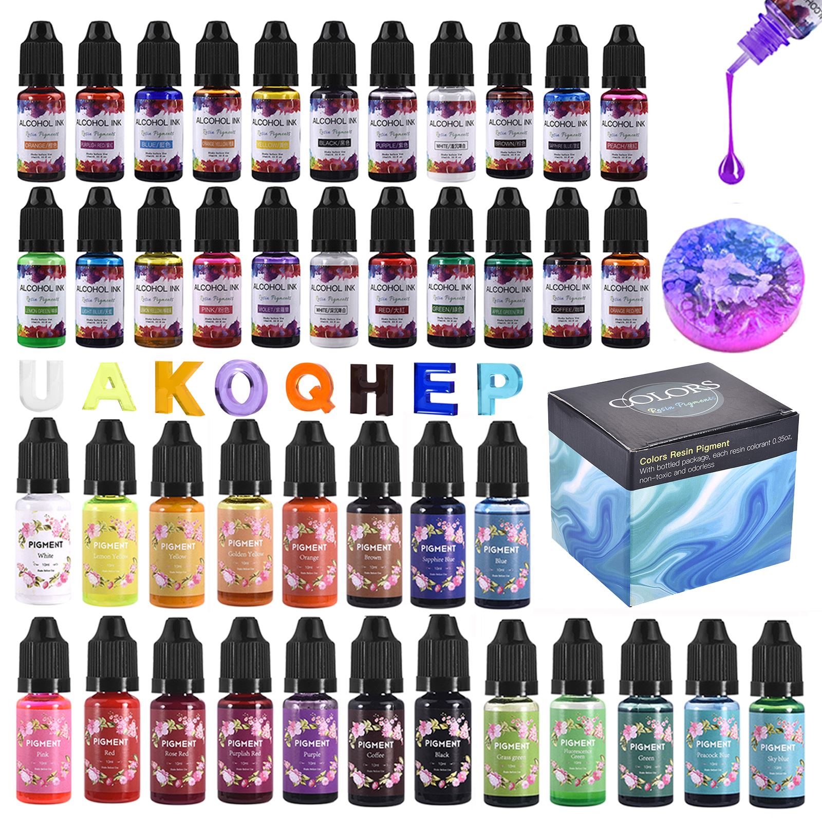 Resin Pigment Alcohol Ink - 1 ชุดเรซิ่นPigment Kit Artหมึกแอลกอฮอล์LiquidสีDye Ink Diffusion