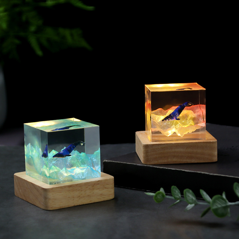 โคมไฟตั้งโต๊ะเรซิ่นรูปทรงลูกบา - Resin Art Cube บทวิจารณ์และราคา