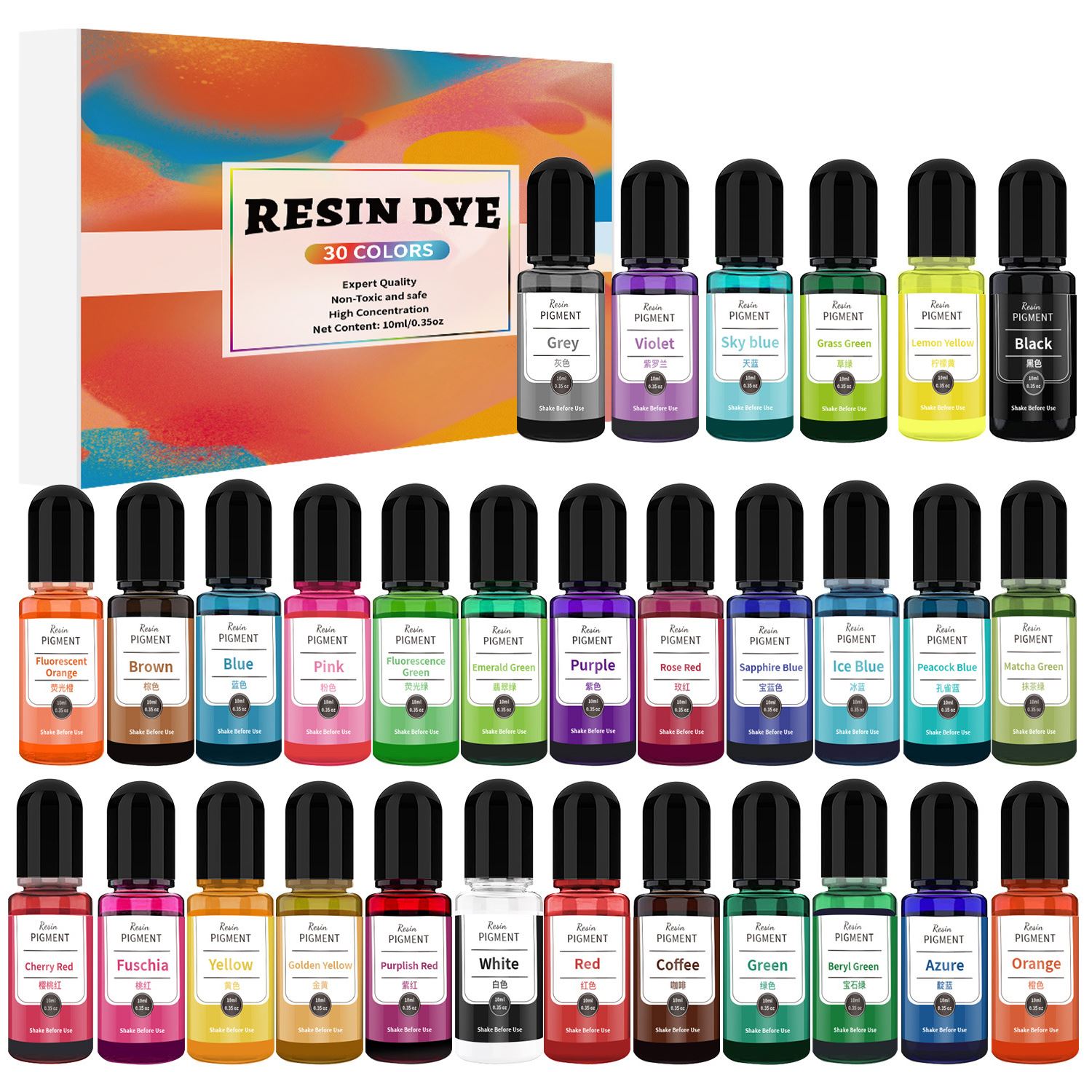 24/30 สีชุด 10ml อีพ็อกซี่เรซิ - Resin Pigment Alcohol Ink บทวิจารณ์และราคา
