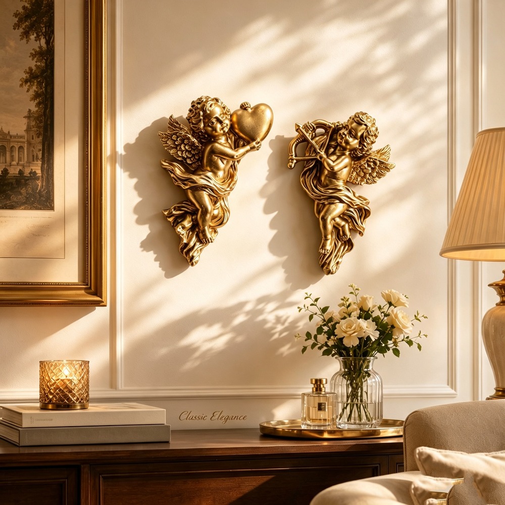 รูปปั้นนางฟ้าเรซิ่นแขวนผนัง 3  - Resin Art Furniture บทวิจารณ์และราคา