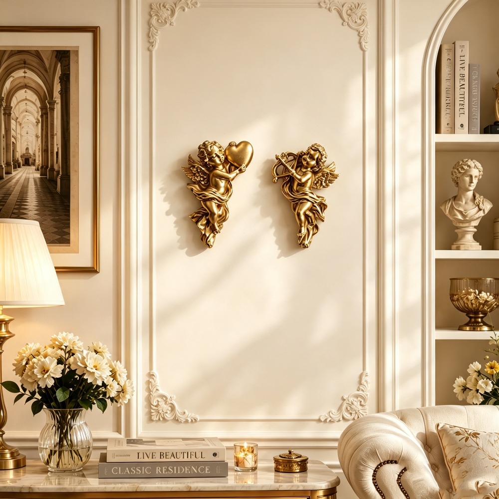รูปปั้นนางฟ้าเรซิ่นแขวนผนัง 3  - Resin Art Furniture บทวิจารณ์และราคา